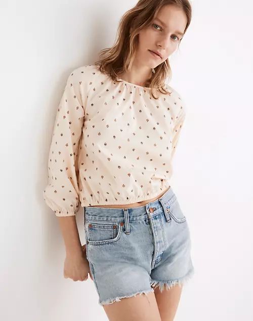 Gathered Puff-Sleeve Crop Top | Madewell