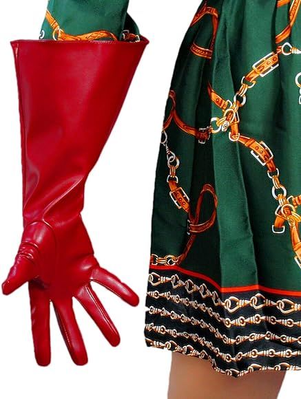 DooWay Fashion Long Gloves Unisex Gauntlet Faux Leather 38cm 15-inch Large Wide Cuff for Women Costu | Amazon (US)
