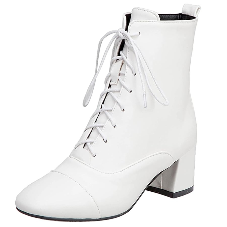 MJIASIAWA Damen Winter Warm Leisure Blockabsatz Mode Biker Stiefeletten | Amazon (DE)