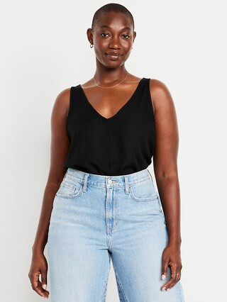 Sleeveless V-Neck Crepe Top | Old Navy (US)