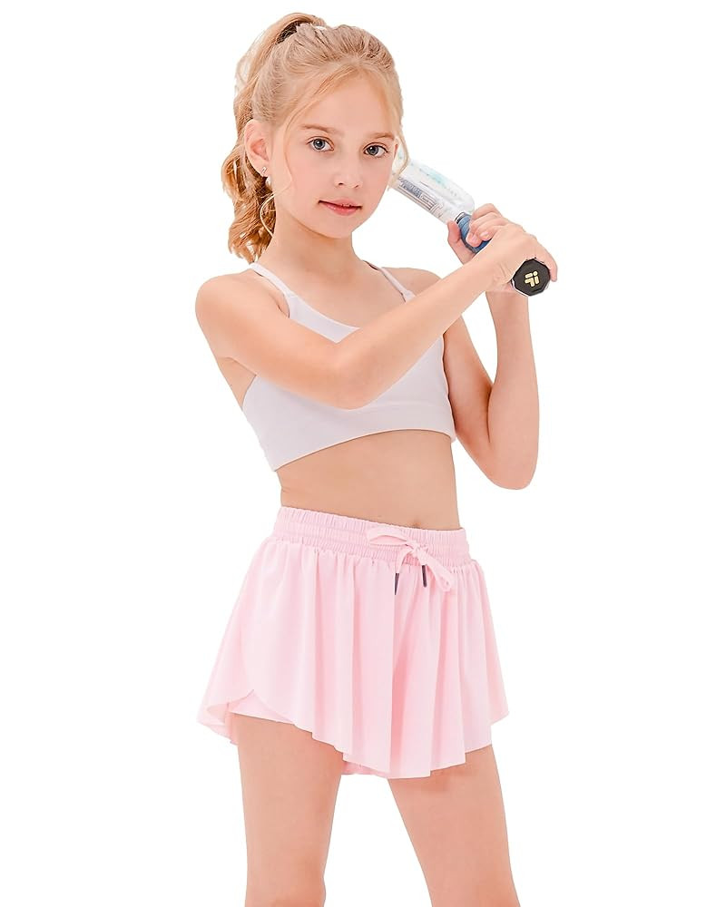 Stelle Girls Flowy Shorts with Pockets Athletic Running Skirt High Waist Butterfly 2 in 1 Sports ... | Amazon (US)