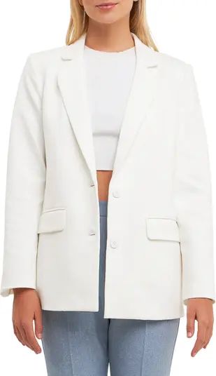 Curved Lapel Stretch Cotton Blazer | Nordstrom