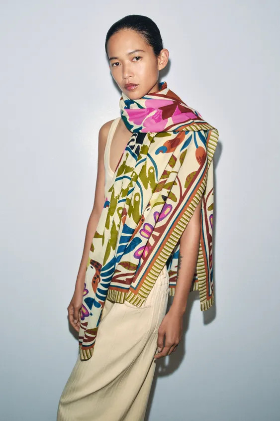 100% COTTON TROPICAL PRINT SCARF | Zara US