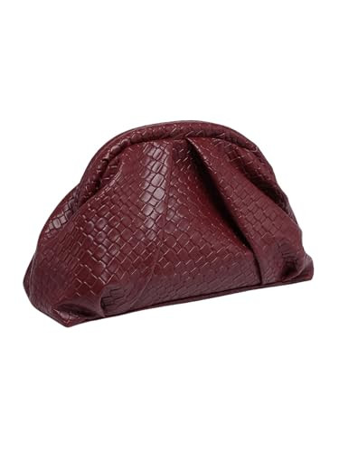 OYOANGLE Women's Minimalist Woven Leather Clutch Purses Textured Kiss Lock Pleated Vintage Evenin... | Amazon (US)
