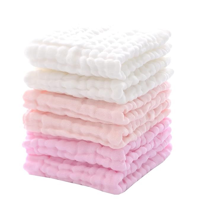 MUKIN Baby Muslin Washcloths - Soft Face Cloths for Newborn, Absorbent Bath Face Towels, Baby Wip... | Amazon (US)