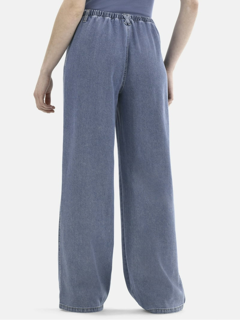 No Boundaries Mini Waistband Wide Leg Pants, 31'' Inseam, Women's | Walmart (US)