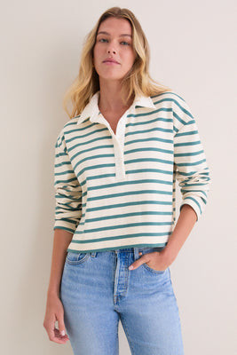 Hunter and Ecru Rugby Crop Shirt | Tuckernuck (US)