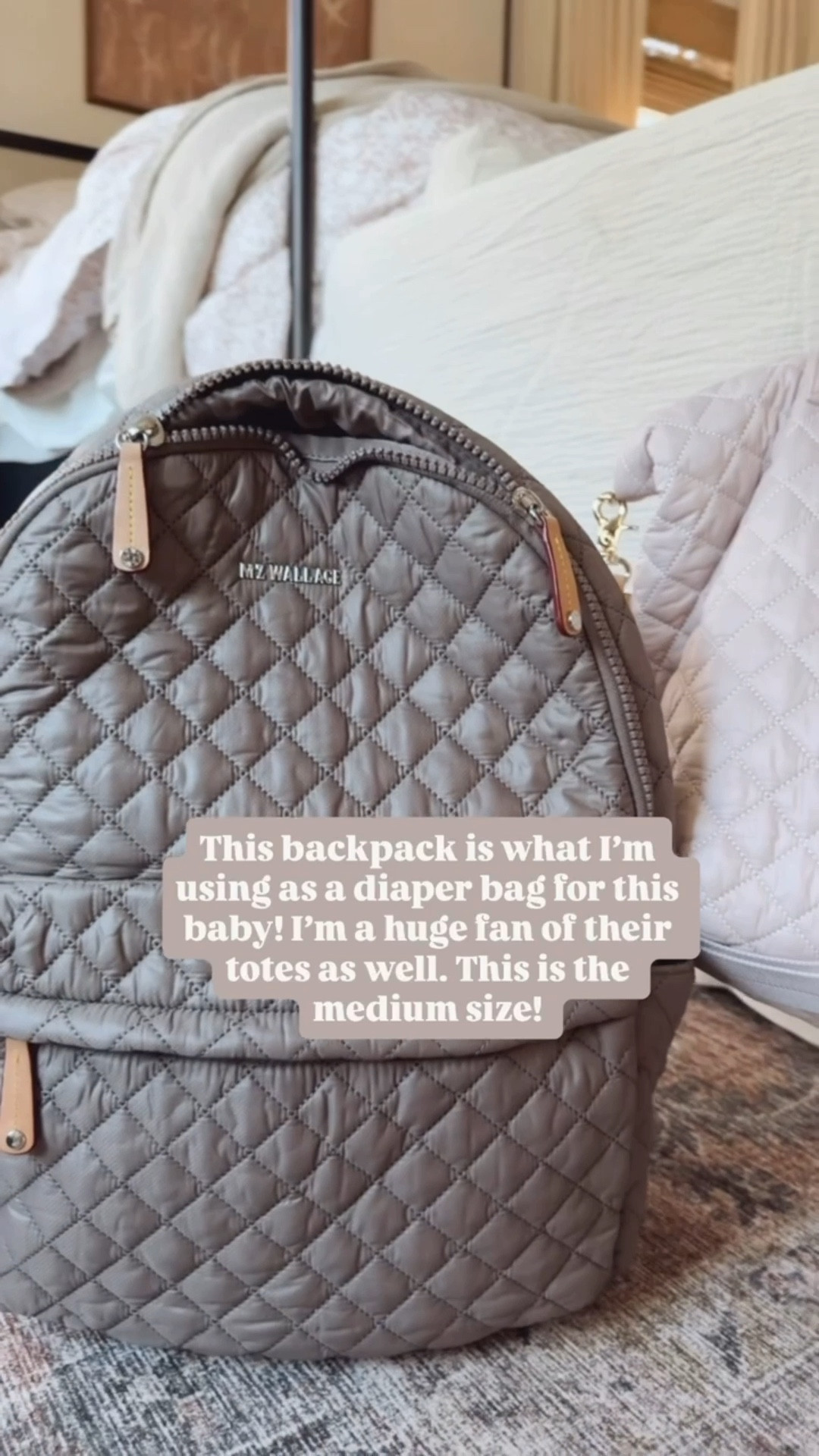 This brand is definitely more of a splurge, but their bags are great! I use the tote bag a lot when traveling! I just got the backpack to use for a diaper bag! This color is almost sold out, but it comes in several other colors! 

Loverly Grey, Shopbop, mz Wallace, tote bag, carry on, diaper bag, baby gifts 

#LTKBaby