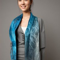 Ombre Silk Chiffon Scarf Blue-Black Sheer Shawl | Etsy (US)