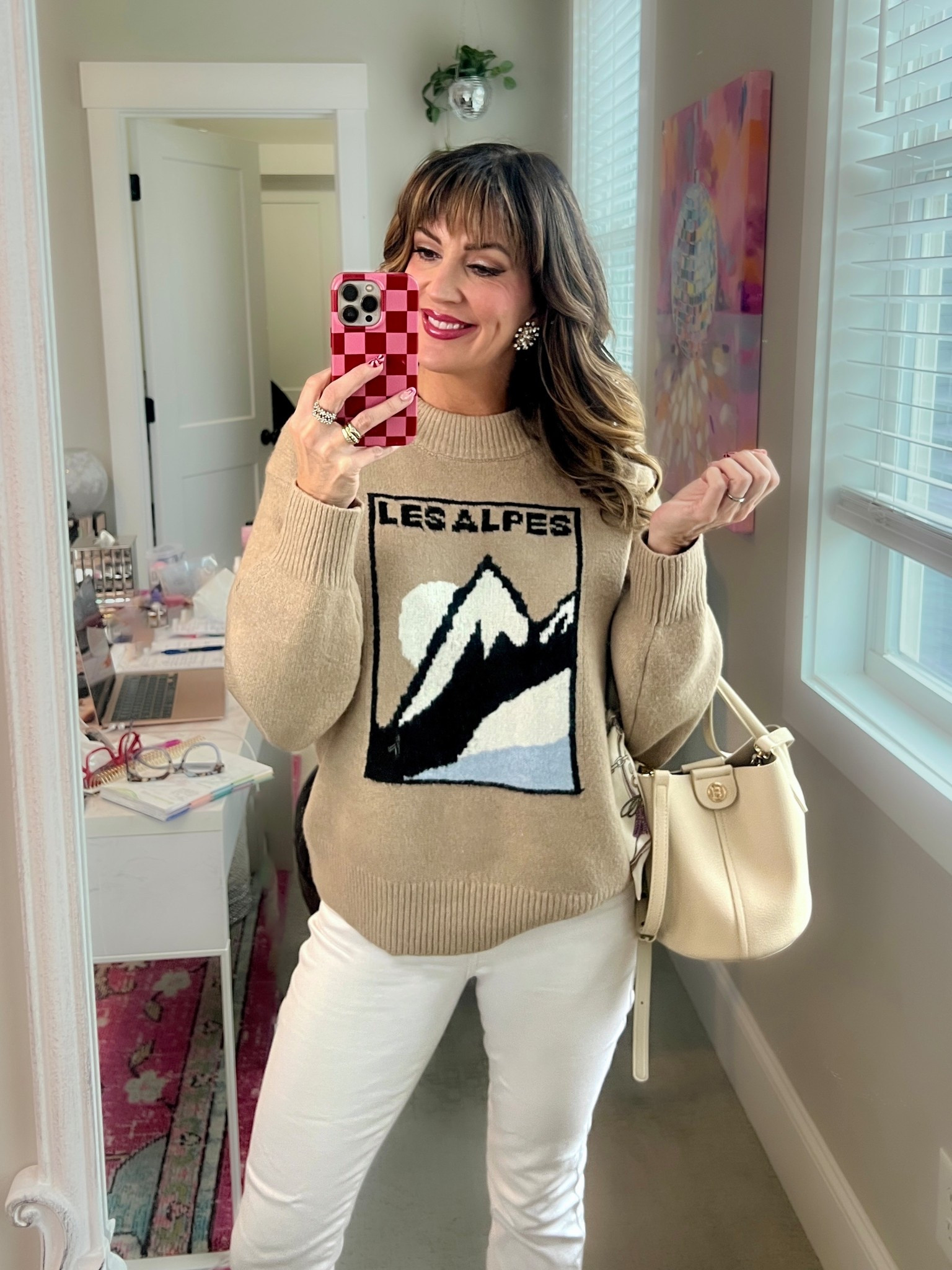 🏔️ Cold weather, alpine style! Love a snow themed sweater @target and white denim with snow boots. Wearing a medium in the sweater. // lipcolor is : fuschia flex #targetstyle 

#LTKTravel #LTKSeasonal #LTKHoliday