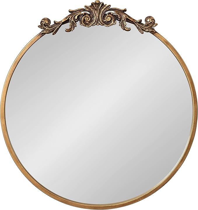 Kate and Laurel Arendahl Ornate Glam Round Mirror, 24 Inch Diameter, Gold, Dramatic Baroque Style... | Amazon (US)