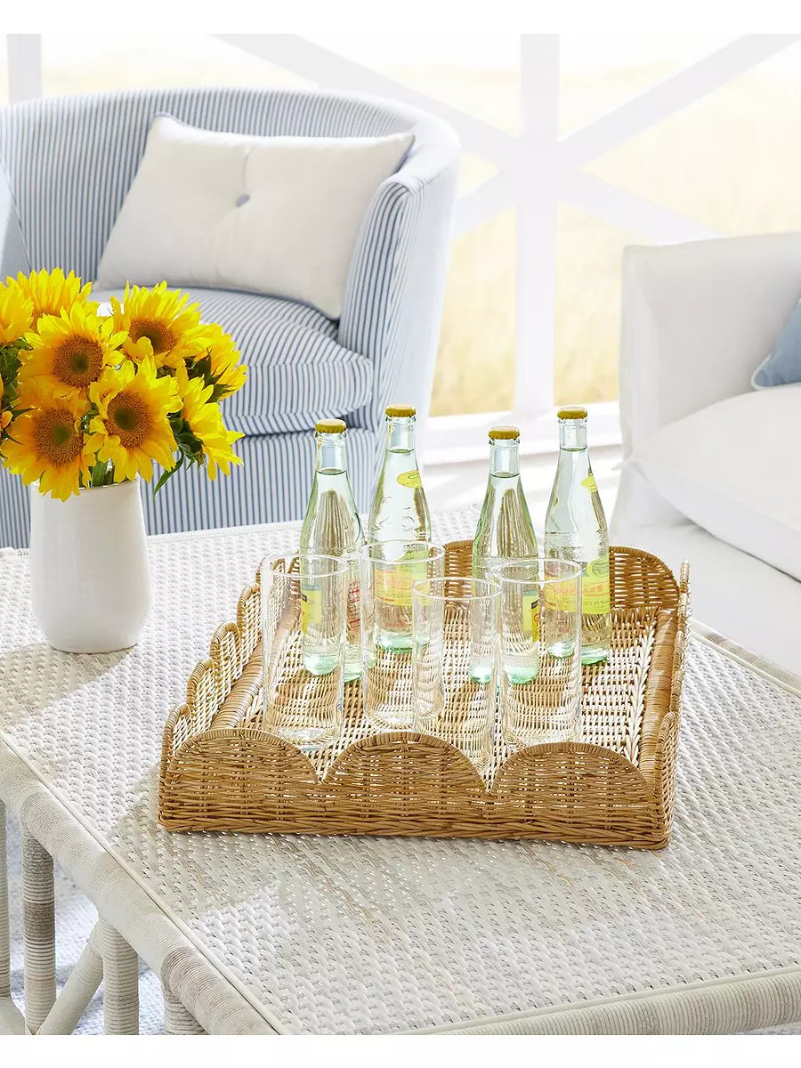 Scallop Rattan Tray | Serena and Lily