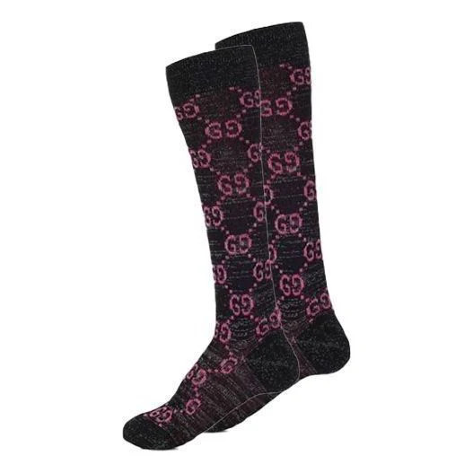 (WMNS) Gucci Cotton Lam GG Socks 'Black Pink' | KICKS CREW