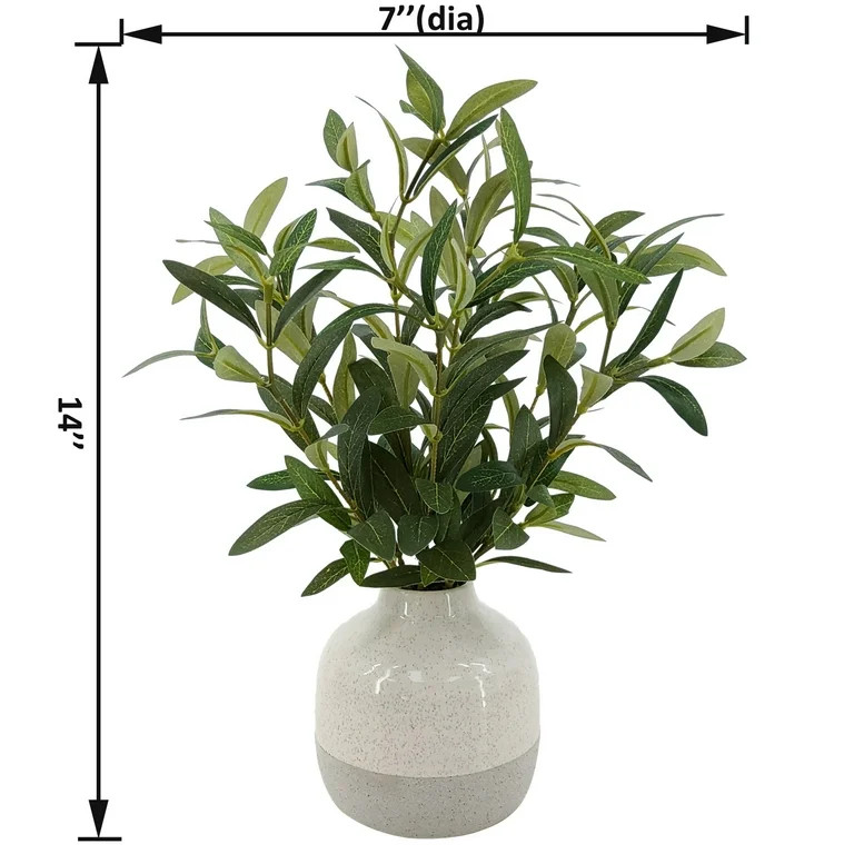 Better Homes & Gardens 14in Indoor Artificial Olive Plant in 2-Tone Ceramic Vase | Walmart (US)