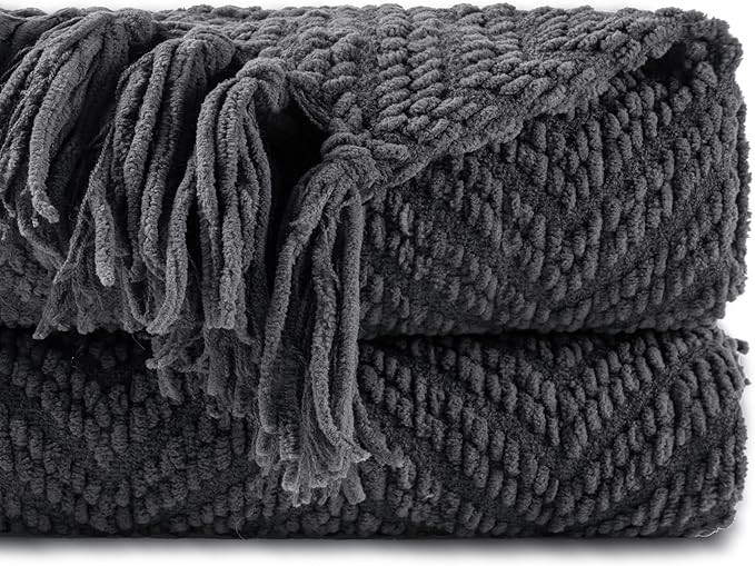 BATTILO HOME Beige Throw Blanket for Couch, Textured Knitted Boho Throw Blanket with Tassels, Cou... | Amazon (US)