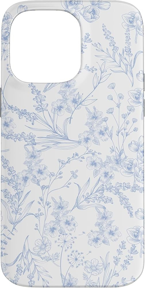 iPhone 14 Pro Max Cute Flowers Botanical Blue & White Toile French Pattern Case | Amazon (US)