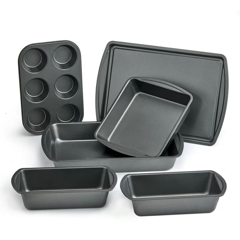 Mainstays 6 Piece Non-Stick Bakeware Sets, Easy for Release and Clean up, Carbon Steel, Gray | Walmart (US)