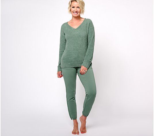 Barefoot Dreams Petite CCL Pullover & Luxe Lounge Pant Mixed Set - QVC.com | QVC