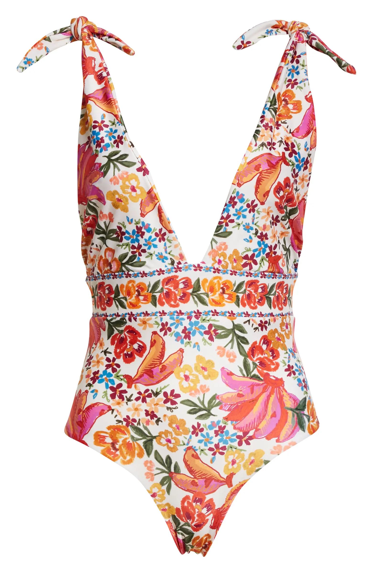 FARM Rio Spring Bananas Floral Print One-Piece Swimsuit | Nordstrom | Nordstrom