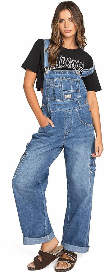 90s Retro Dungaree Utility Denim Twill Jumpsuit Overalls | Amazon (US)