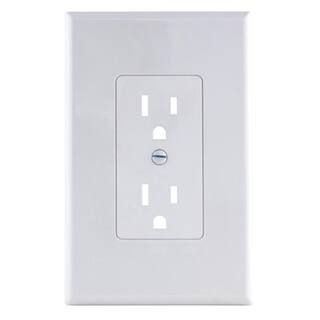 Commercial Electric White 1-Gang Duplex Outlet Cover-Up Plastic Wall Plate PPCW-R - The Home Depo... | The Home Depot