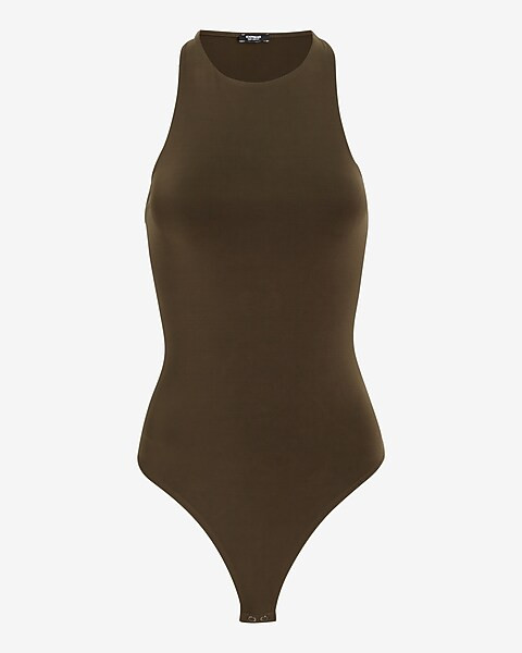 Body Contour Silky High Neck Thong Bodysuit | Express