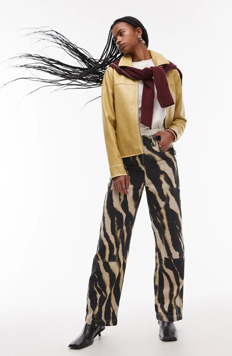 Topshop Blurred Zebra Straight Leg Jeans | Nordstrom | Nordstrom