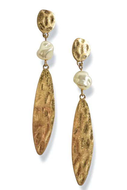 Listening To You Gold and Pearl Dangle Earrings | The Willow Tree