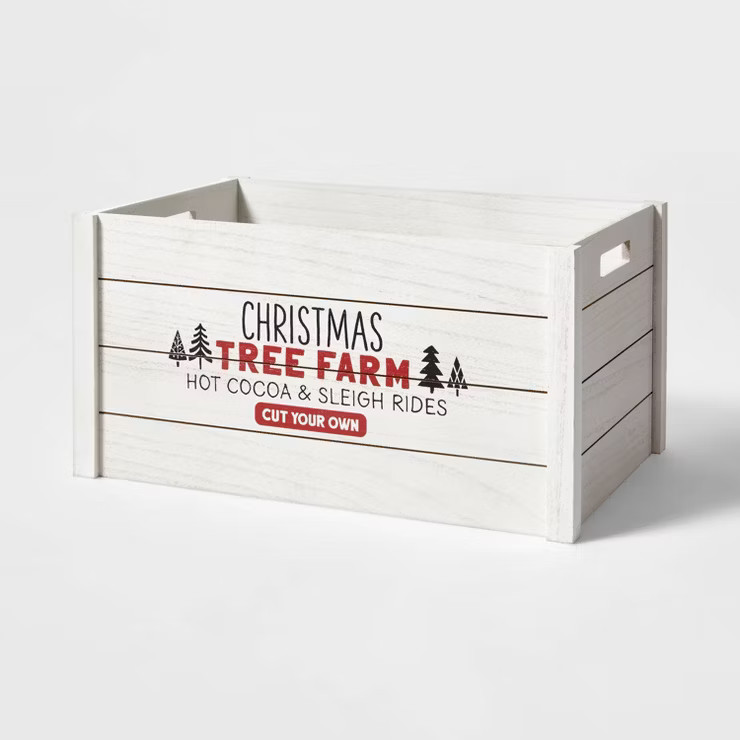 'Christmas Tree Farm' Decorative Wood Crate White - Wondershop™ | Target