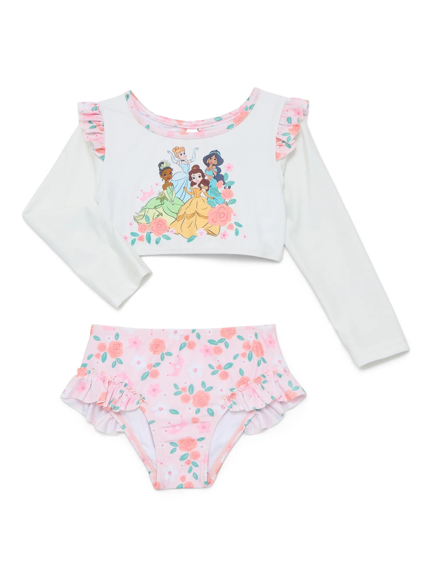 Character Toddler Girl Long- Sleeve Rash Guard Swimsuit, 2-Piece, Sizes 12M-5T | Walmart (US)