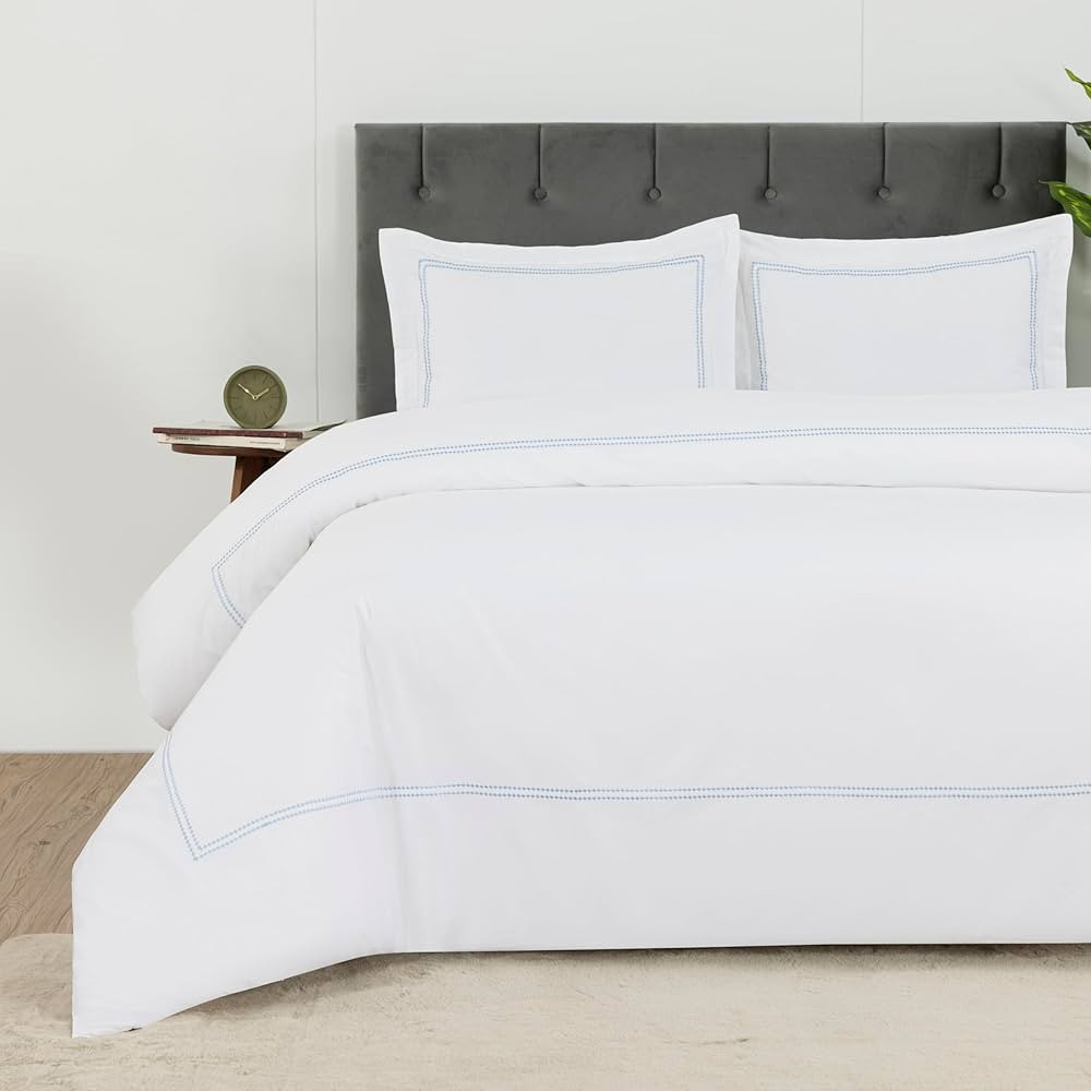 Dreamology White Duvet Cover Luxury Hotel-Quality 100% Cotton Sateen T300 Embroidered Duvet Cover... | Amazon (US)