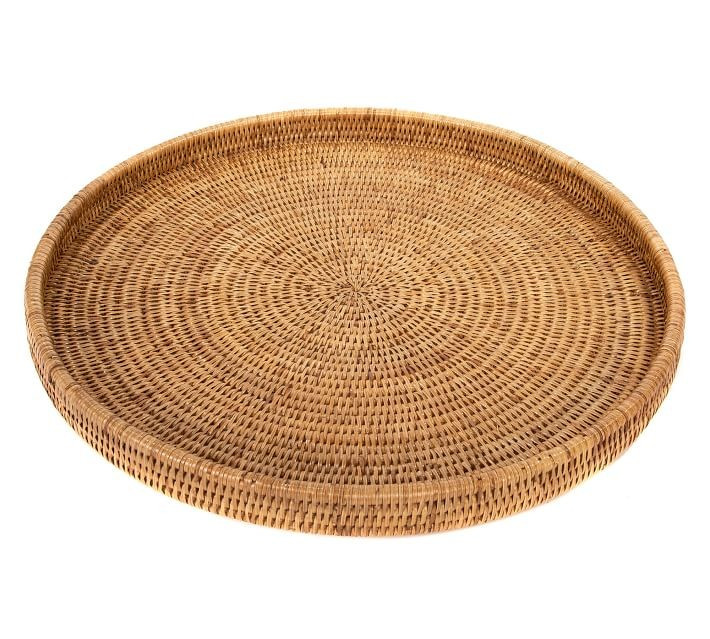 Summerville Handwoven Rattan Round Serving Tray | Pottery Barn (US)