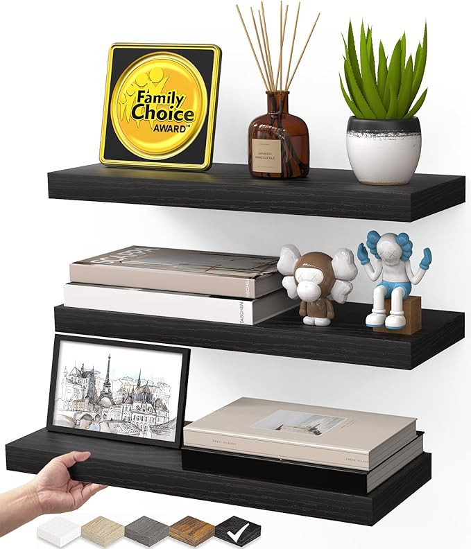 BAYKA Floating Shelves for Wall, Wall Mounted Rustic Wood Shelves for Bathroom, Bedroom, Living R... | Amazon (US)