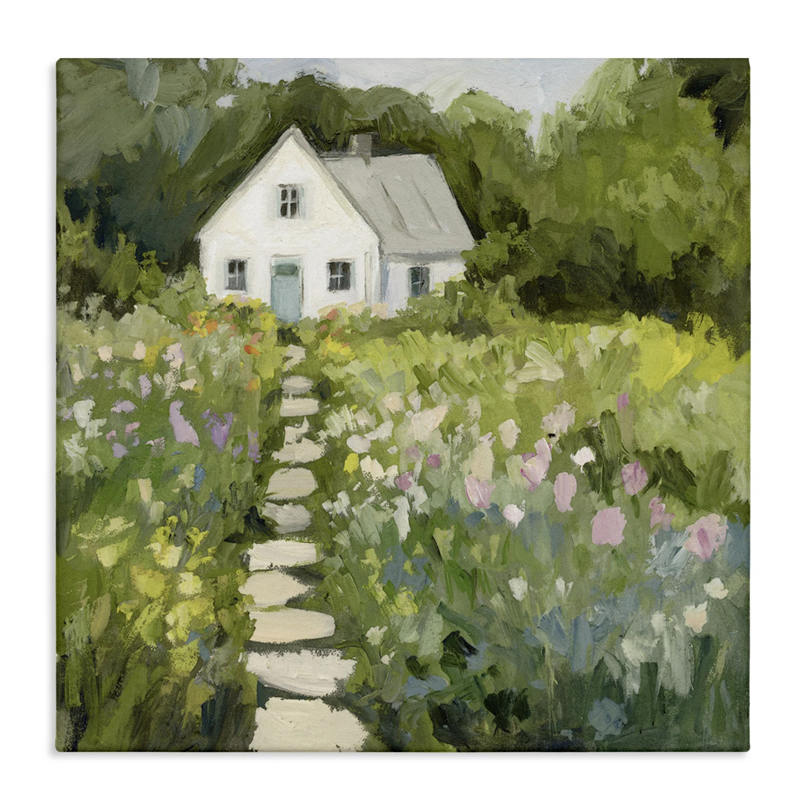 Abstract Cottage on Hill  Canvas Wall Art, design by Victoria Barnes | Wayfair North America