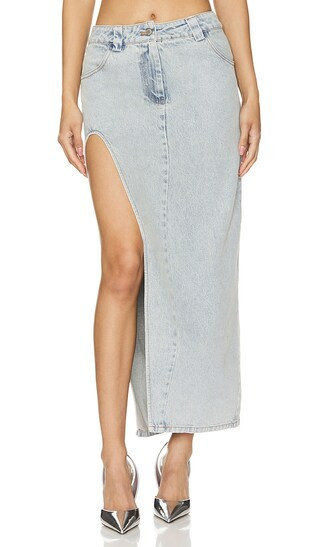Zayne Maxi Skirt in Blue Denim | Revolve Clothing (Global)