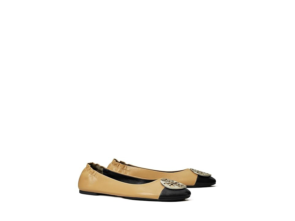 Tory Burch Claire Cap-Toe Ballet Women's Flat Shoes Ginger Shortbread/Perfect Black : 7.5 M, Leather | Zappos