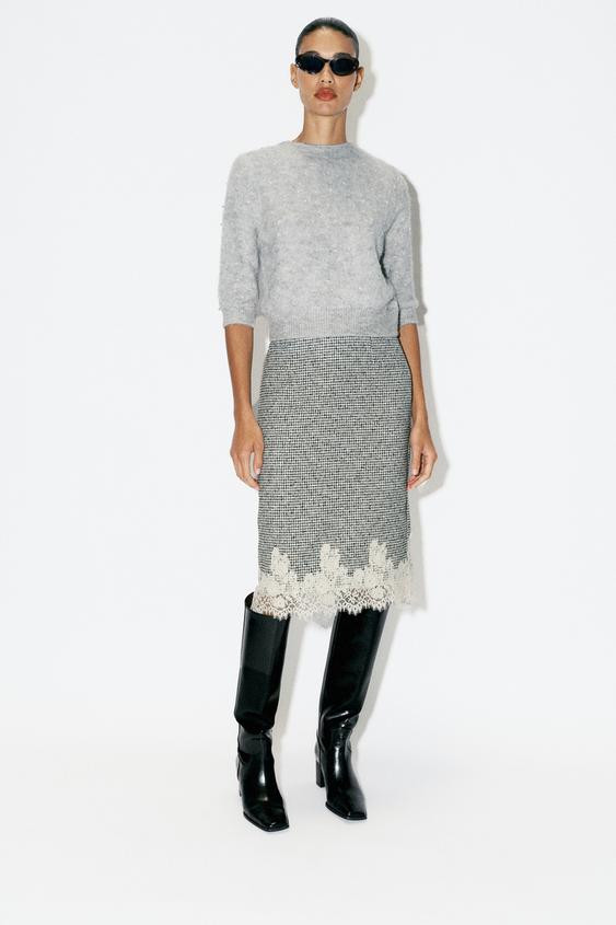 Zara - Short Sleeve Knit Sweater - Women - Gray - Women | Zara US