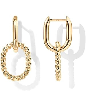 PAVOI 14K Gold Convertible Link Earrings for Women | Paperclip Link Chain Earrings | Drop Dangle ... | Amazon (US)