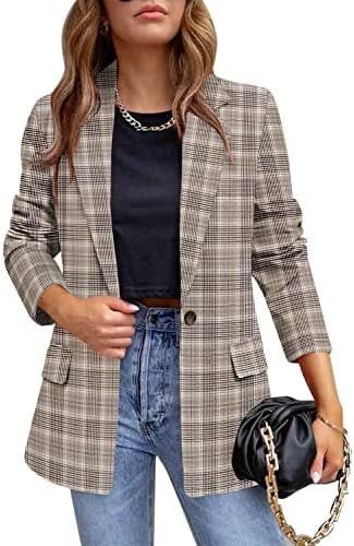 CRAZY GRID Womens Casual Blazer Jacket Long Sleeve Open Front Work Office Blazer Lapel Button Jac... | Amazon (US)