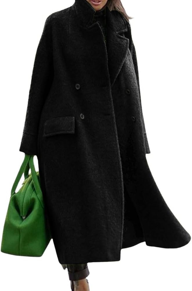 CHARTOU Women Oversized Long Winter Coats Warm Wool Blend Pea Trench Coat Overcoat | Amazon (US)