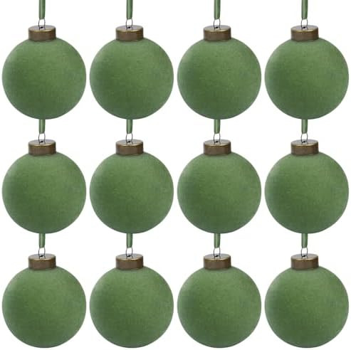 12 Pcs Velvet Christmas Balls Bulk Shatterproof Plastic Christmas Tree Decorations for Decorative... | Amazon (US)