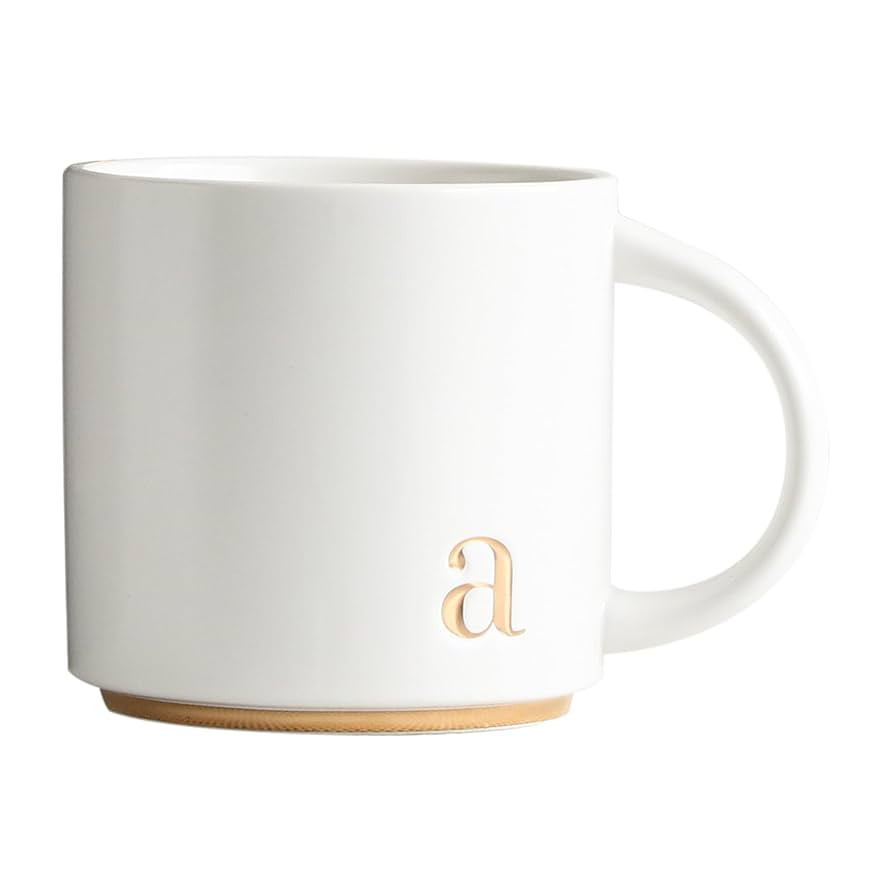 COLLECTIVE HOME - Monogram Ceramic Mugs, 15 oz Golden Initial Coffee Cups, Elegant Alphabet Tea M... | Amazon (US)