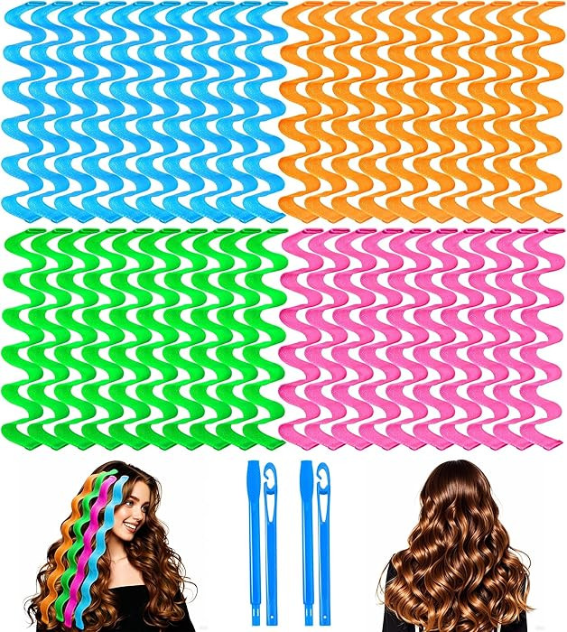 42 Pieces Heatless Waves Hair Curler, No Heat Damage Wavy Hair Curlers with 2 Sets of Styling Hoo... | Amazon (US)