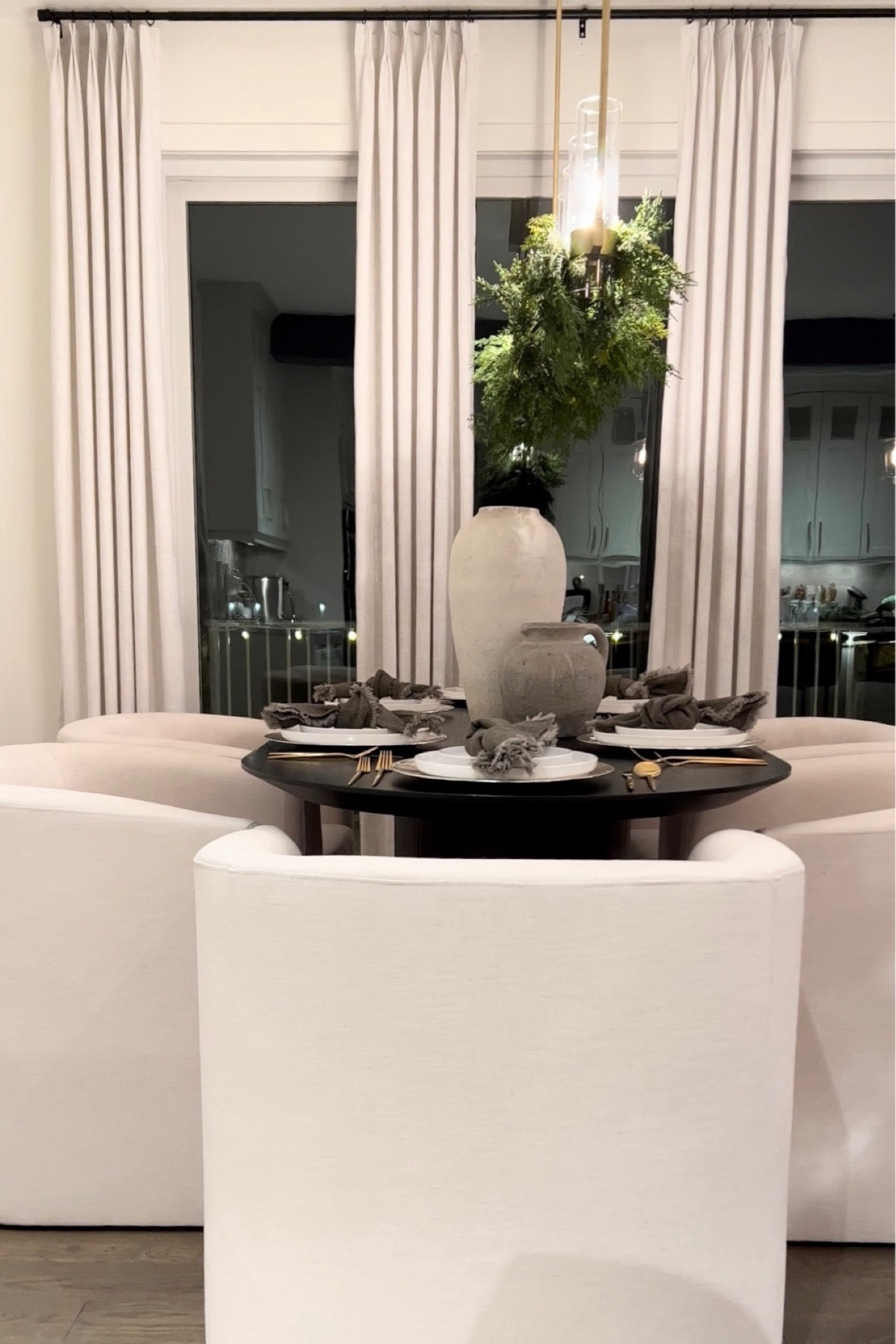 🥳
Here’s another custom drapery look for less with the most stunning fabric!! 🥰…. 

These drapes come ready to hang…. I didn’t need to stream them! 🎉…. and they come perfectly trained 😆🥳😆 

I hung the brackets on the wall about half an inch from the ceiling to give enough room for the curtain rod to slide into. 

I got 106 inch drapes and my ceiling is 9 feet. With this system my drapes perfectly kiss the floor, which is the look I’m going for. ☺️

The white hooks are adjustable and come with the drapes 🎉… do keep in mind they’ll only adjust your drapes upwards so if you’re going for a pool look, you’ll need longer drapes 💕

I can’t get over stunning the fabric is🥰…. It comes in 15 colors which you can get samples🥳 .. Hope you’ll love them as much as I do! 

#LTKStyleTip #LTKHome #LTKVideo