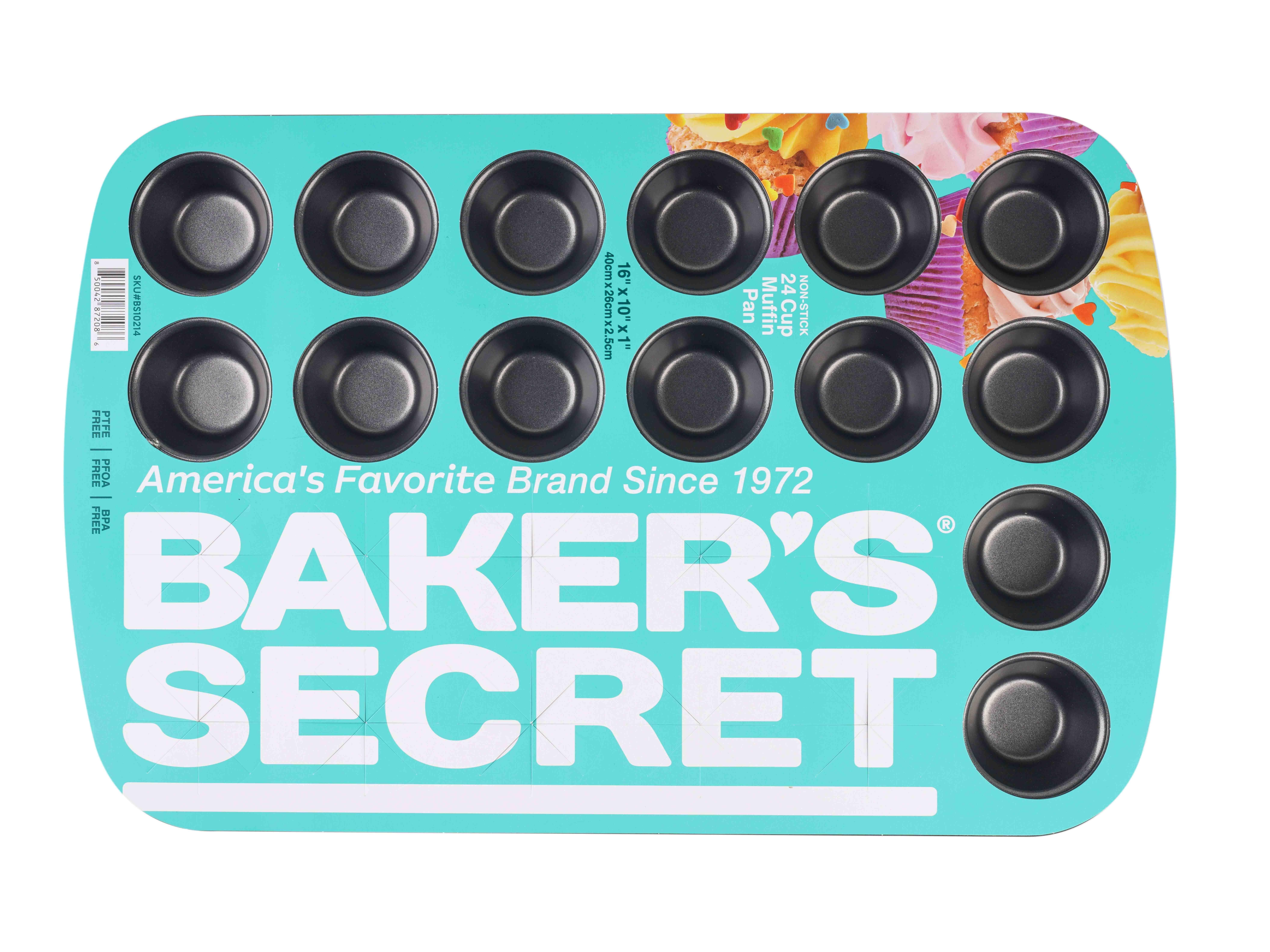 Baker's Secret Nonstick Carbon Steel Mini Muffin Pan, 24 Cups, Gray | Walmart (US)