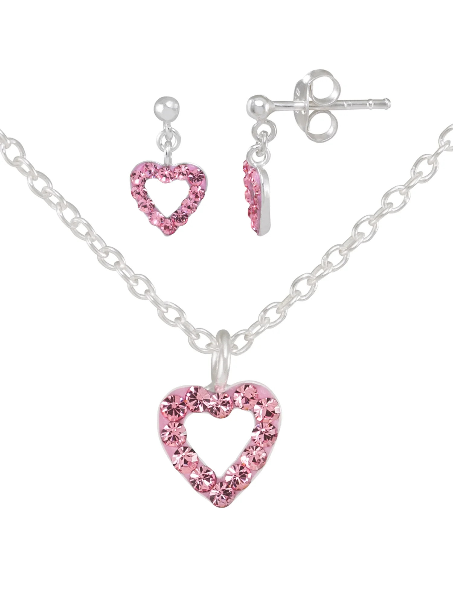 Fine Silver Plated Halo Rose Pink Crystal Stud Earrings | Walmart (US)