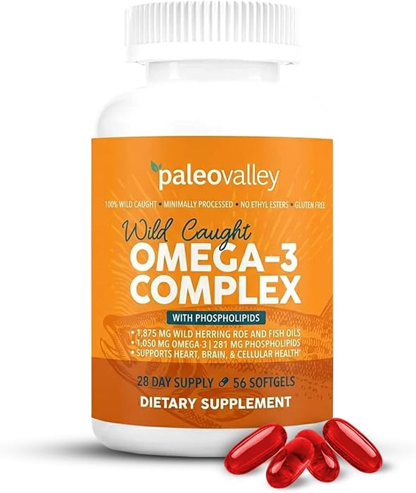 Paleovalley Omega-3 Complex, Wild Caught Fish Oil Softgels, 1,050mg Omega-3s, 750mg DHA, 187mg EP... | Amazon (US)