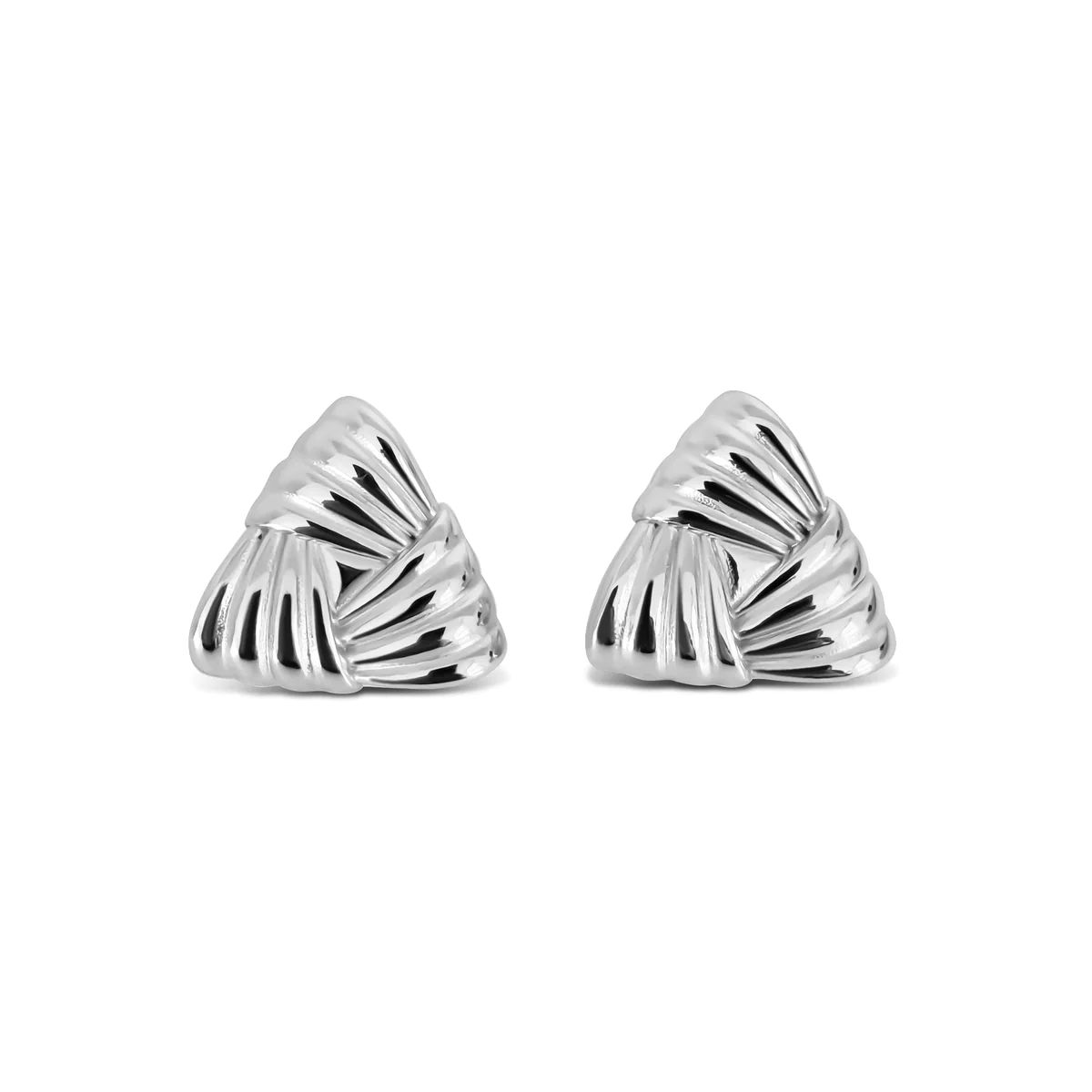 Silver Chunky Triangular Earrings | Anisa Sojka