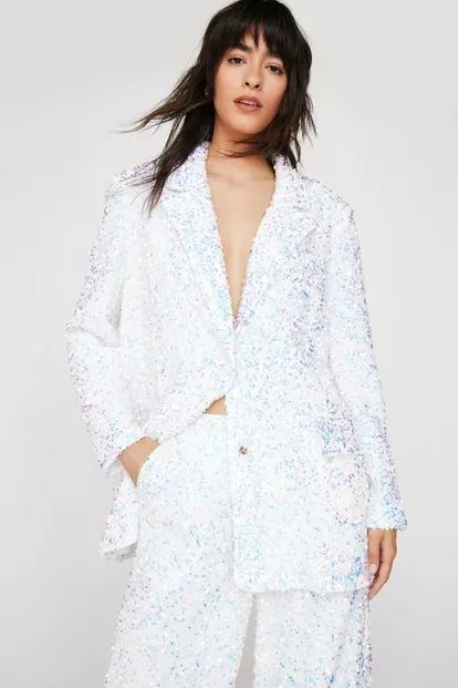 Premium Sequin Relaxed Fit Blazer | Nasty Gal (US)