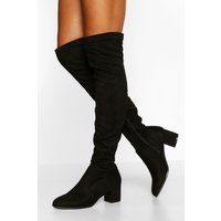 Womens Block Heel Knee Boot - Black - 6, Black | Boohoo.com (UK & IE)